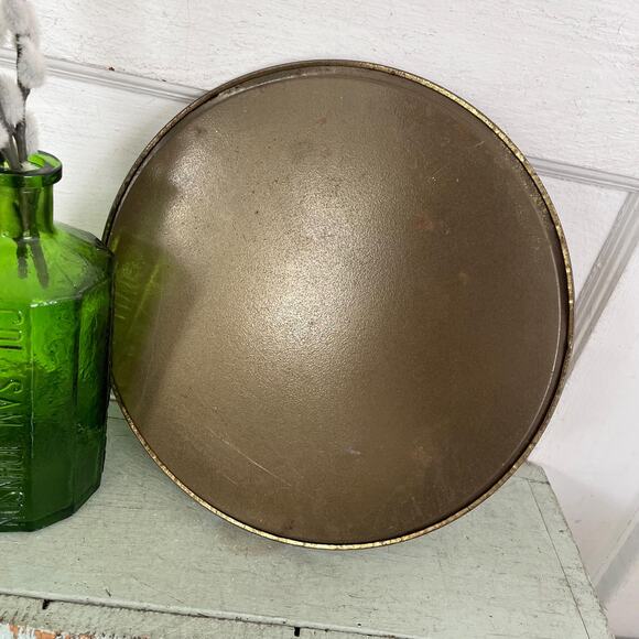 Vintage Round Black Tin Tray State Souvenir Serving Pennsylvania PA Pink Flower - Picture 7 of 7